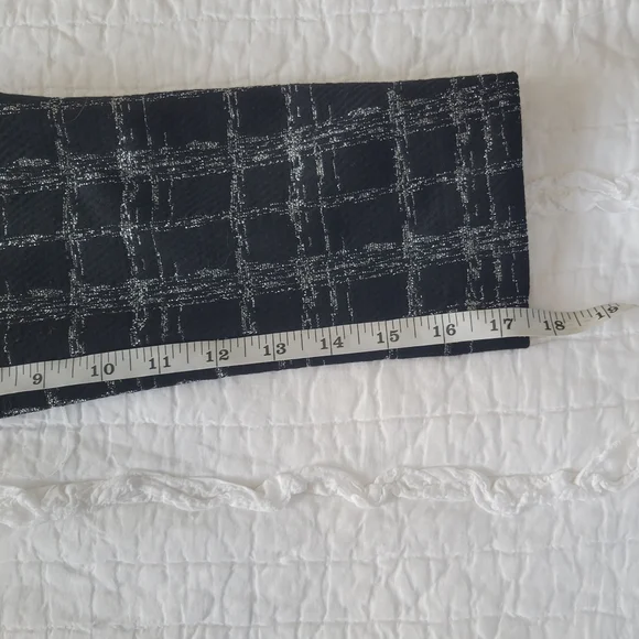 APT. 9 Ponte Stretch Knit Jacket Shine Plaid L NWT Black & Silver - Picture 15 of 16